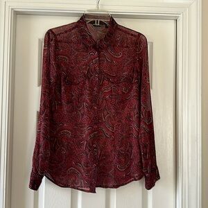 Eddie Bauer Jewel Toned Sheer Paisley Shirt